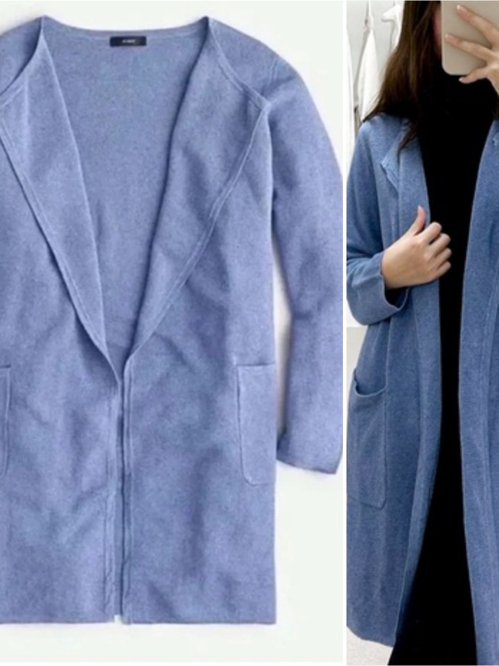 J Crew Linen Periwinkle Juliette Long Cardigan